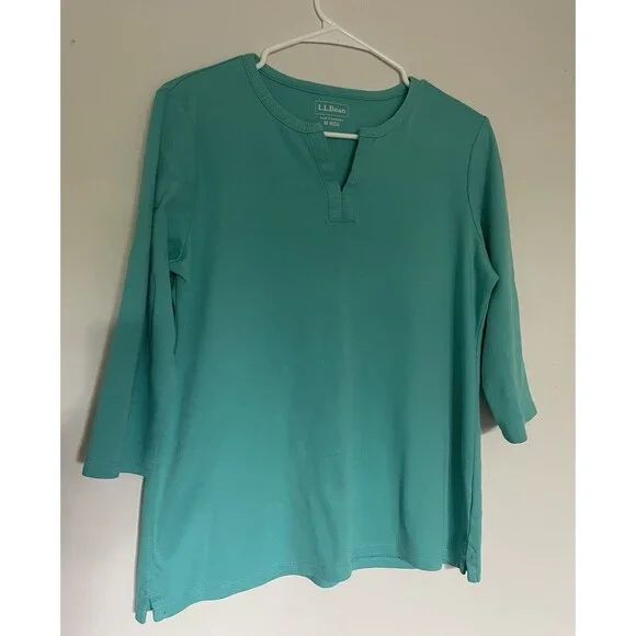 L.Lbean Three-Quarter Sleeve Tunic Top 100 Cotton Women’s Medium Size - Picture 2 of 9